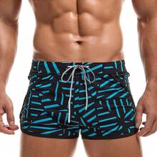 Mens Short Swim Trunks Quick Dry Beach Board Shorts 80s 90s Summer Vintage Swimwear With Swimming SuitsA Valentine's Day AB4D - 黑藍 - 查看 7