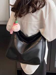 女士大容量休闲通勤多功能斜挎包 - 黑色 - 查看 1