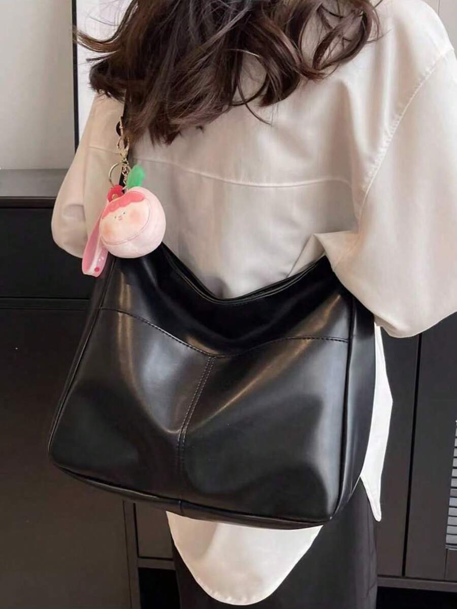 女士大容量休闲通勤多功能斜挎包 - 黑色 - 查看 1