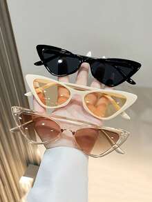 3副/套猫眼时尚眼镜，时尚复古小框眼镜，休闲眼镜 - 彩色 - 查看 3