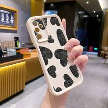 1个黑色爱心图案防震手机壳，采用UV印刷工艺，兼容三星/Galaxy/Infinix/Redmi/OPPO/VIVO/Realme等安卓机型 - 米色 - 查看 2