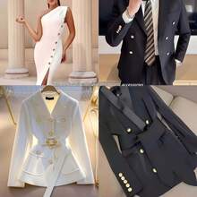 10颗/15颗/20颗/25毫米圆形纽扣；时尚简约设计；手工缝纫服装辅料，适用于衬衫和连衣裙；3种颜色可选（金色/银色/枪黑色） - 彩色 - 查看 3