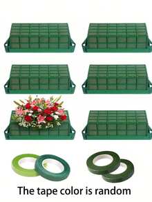 2个/1个方形花笼悬挂盒，长方形花笼墙面装饰，婚礼圣诞派对桌面鲜花花束装饰，耐用花泥笼架带胶带，适用于鲜花家居室内花园装饰，花笼适用于生日派对、婚礼、主题派对、万圣节、圣诞节、礼品、公司活动 - 綠色 - 查看 6