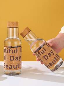 1pc Vintage Plastic Cup, Creative Wood Grain Lid High-Quality Water Bottle, Portable Heat-Resistant Household Office Outdoor Tumbler, Practical Gift For Valentine's Day, Ramadan, New Year, Mother's Day, Graduation - Multicolor - View 6