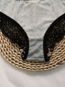 1套女士豹纹蕾丝无钢圈前扣文胸 - 彩色 - 查看 4