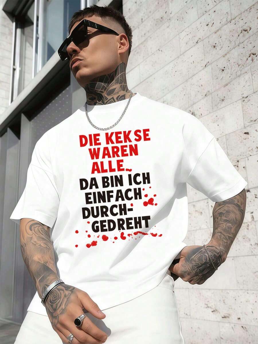 I biscotti erano tutti finiti, l'ho semplicemente perso. Maglietta in cotone di prima qualità, vestibilità ampia, street hip-hop, comoda, stampa grafica unica. - Bianco - Visualizzare 1