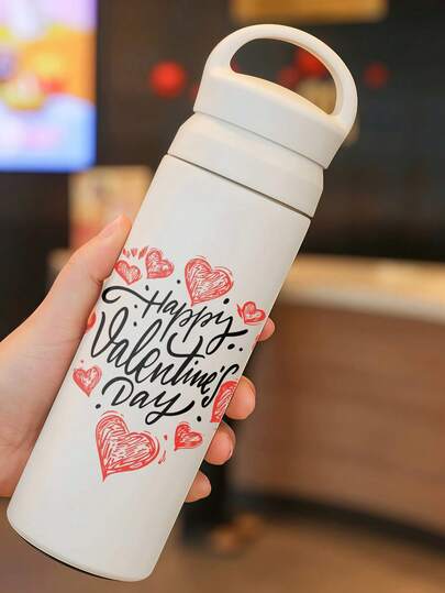 1pc Valentine's Day Dopamine Color Insulated Tumbler With Handle, Unisex Minimalist & Stylish Personalized Cup, Reusable Water Bottle, Stainless Steel Double Wall Vacuum Insulated, Suitable For Hot & Cold Drinks, Great For Home, Office, Outdoor Activities, Camping, Perfect Gift For Christmas, Thanksgiving, Graduation, Mother's Day, Father's Day, Valentine's Day