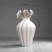 1件精緻陶瓷花瓶，高20cm，小巧尺寸，適合桌面擺飾，適用於乾花與鮮花，粗糙磨砂表面設計，時尚新穎，現代風格 - 米色 - 查看 15