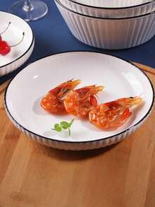 9/7/4/2 件套竖条纹陶瓷餐盘套装，7 英寸，适用于烤箱和微波炉，可用于家庭、餐厅，盛放沙拉、牛排、甜点和面包。