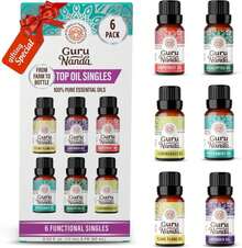 GuruNanda Essential Oils Set For Diffusers, 100% Pure, Aromatherapy, Massage, Candle &Amp; Soap Making Lavender, Peppermint, Eucalyptus, Grapefruit, Lemongrass, Ylang Ylang 033 Fl Oz (Pack Of 6) - MàuC - Xem 1