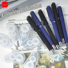 WQN 12支装磨砂办公凝胶笔（0.7毫米），6卷迷你白色修正带，书写修正套装，学习用品套装，非常适合返校季使用 - 彩色 - 查看 1