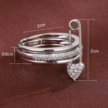 1pc Creative Heart-Shaped Brooch With Detachable Design & Cubic Zirconia Stones, Fashionable Ring For Women - Multicolor - View 6