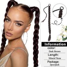 18英寸/26英寸/30英寸长直马尾假发，编织合成发，配柔软发圈，适合日常使用