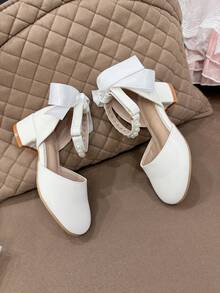 Zapatos de vestir de princesa para niñas, zapatos de tacón alto para niños, diseño versátil para actuaciones de niñas pequeñas - Blanco - Ver 8