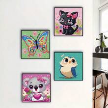 1 Set Kids Handmade Diamond Painting Kit, Shiny Diamond Mosaic Art Set, DIY Room Decor Diamond Painting, Children's Holiday Craft Supplies, Includes Canvas, Diamond Bags, Tools, Suitable For Wall And Desktop Decor, Party Favors, Holiday Gifts For Kids And Friends - Multicolor - View 3