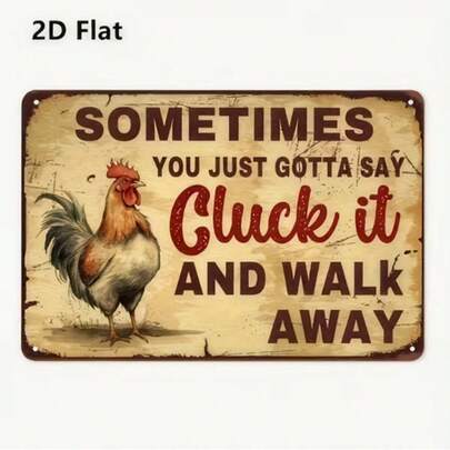 1pc Vintage Metal Sign "Chickens Keep Out" - 8 Inch X 12 Inch Funny Home, Bar, Cafe, Farmhouse Wall Decor - Durable 2D Flat Design With Rooster Illustration, Farmhouse Wall Decor | Humorous Decor | Durable Wall Art, Wall Decor