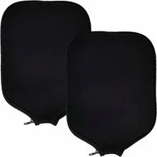 2个装匹克球包套，拉链封口，适用于大多数匹克球拍 - 黑色 - 查看 1