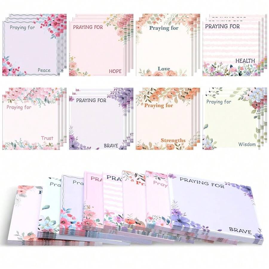 24 Packs Prayer Sticky Notes Floral Pocket Prayer Board Supplies Chris 1tian Bible Verse Notepad Aesthetic Inspirational Notepads Bulk Mini Memo Notebook For Message Reminder Gifts Diary Lists - Hồng và Trắng - Xem 1