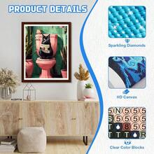 EMIEAUFG Cat Diamond Art Kits For Adults, Black Cat On Toilet Diamond Painting Kit For  And Beginners, 5D Round Full Drill Craft, Home Wall Decor 12\ X 16\ - SR69 - Xem 6