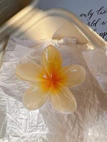 2个/1个女士黄色雏菊花朵爪夹，时尚鲨鱼齿发夹，优雅简约纯色发爪，适合日常、休闲、派对、海滩、度假、发型设计、洗发、化妆、服装配饰，秋冬春夏皆宜 - 彩色 - 查看 5