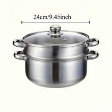 1pc Heat Resistant Cooking Utensil 9.45-Inch Large Stainless Steel Steamer And Soup Pot 2-In-1, Durable, Suitable For Induction Cookers And Gas Stoves, Double-Layer Design With Steaming Basket, Multifunctional Household Kitchen Utensil - Multicolor - View 11