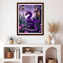 EMIEAUFG Dragon Diamond Art Kits For Adults, Purple Dragon And Castle Diamond Painting Kit For  And Beginners, 5D Round Full Drill Craft, Home Wall Decor 12\ X 16\ - SR70 - Xem 3