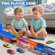 NewBandMo Toddler Truck Toys For 3 To 6 Years Old Boys, Toys Cars Track Set Dinosaur Transporter Truck With 12 Die-Cast Car Toys, Transforms Into Dino, Four Wheeler Toddler Car Toys Set For Kids Boys Girls,Birthday Gifts, Christmas Gifts - Blue - View 5