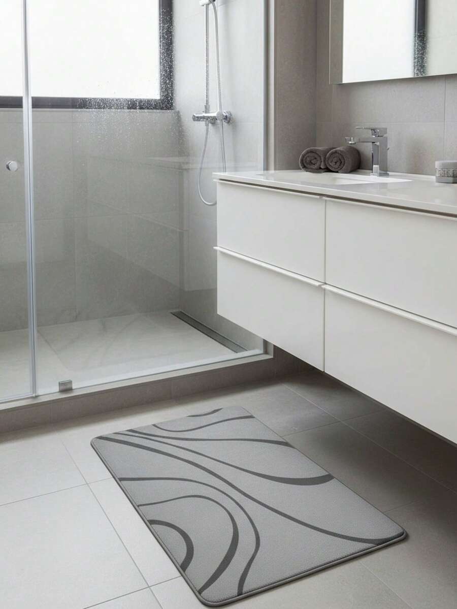 1 pièce de tapis de sol en terre de diatomées de couleur unie, séchage rapide et absorbant. Tapis de sol antidérapant pour salle de bain, tapis de pied absorbant et antidérapant pour salle de bain - Multicolore - Voir 1