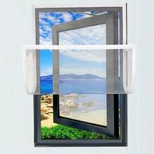 1pc Mosquito Nets For Window,Anti-Mosquito Window Screens,Mesh Anti Insect Air Tulle Invisible Black Fiberglass Mosquitoes And Flies,Simple Detachable Window Screen, No-Drill, Hook And Loop-Attached Screen Mesh - Gray Mesh With White Edges - View 7