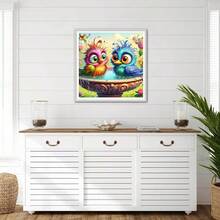 DIY 5D Colorful Birds Diamond Art Kits, Round Full Drill Cartoon Bird Diamond Painting Picture, Flowers Painting By NFUmbersss Art Kits For Adults Beginners Home Wall Decor 12x12 Inch - UCGD429 - 查看 3