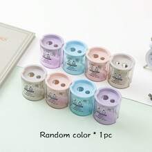 1个双孔高级学生用削笔器，极其锋利，经久耐用，易于清洁，带盖防止碎屑飞溅，设计小巧，适合办公室和家用桌面，简约时尚的M&G削笔器，单孔手动削笔器，适用于小学生，眉笔削笔器