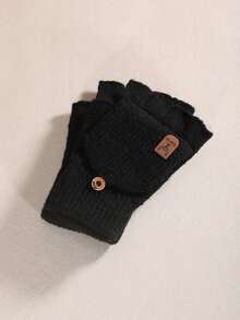 1pc Men's Winter Gloves - Jacquard Half Finger Flip-Over Knit, Thick Warm Acrylic Fabric, Button Closure, Hand Wash Or Dry Clean Only, Suitable For Outdoor Leisure Activities - Multicolor - View 8