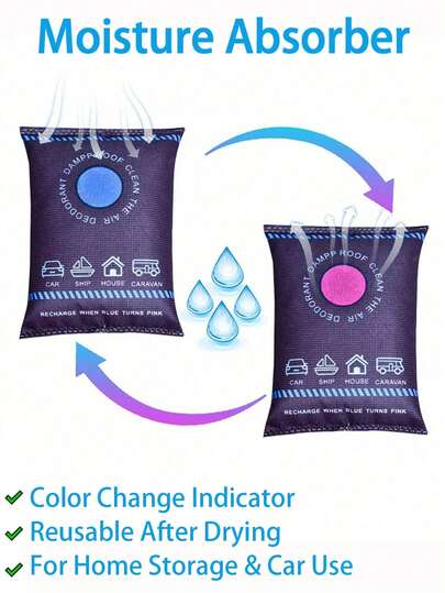 Reusable Silicone Dehumidifier Bags | Home, Car, Bedroom And Wardrobe Dehumidifier | High Absorbency, Anti-Mold, Odor Reduction | Bathroom, Car, Wardrobe, Air Purifier Essential | Home Dehumidifier Bags,Cute Stuff