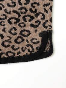Leopard Jacquard Knit Cardigan, Autumn/Winter - Mocha Brown - View 6
