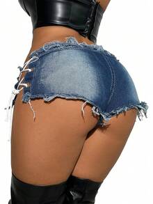 Jean Shorts Cut Off Jean Shorts Micro Shorts Short Shorts Women Lingerie Shorts Hot PantsA Valentine's Day PXXC - 藍色 - 查看 7