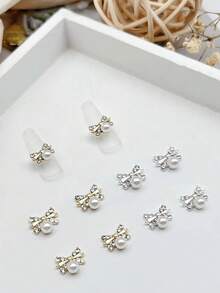 10pcs Butterfly Nail Art Decorations, Shiny White Pearl Gold/Silver Butterfly Nail Art Decor, 3D Butterfly Nail Jewelry, DIY Nail Gems Gift, Suitable For Girls Acrylic Nail Supplies - Multicolor - View 6