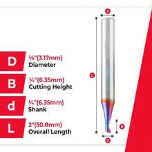 Amana Tool Spektra Coated Solid Carbide CNC Spiral Single O-Flute Router Bit, 51416-K, 1\/8 D X 1\/4 CH X 1\/4 SHK X 2 Inch L Up-Cut Mirror Finish - ColorZ - 查看 4