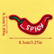 1pc Chili Pepper Embroidery Iron-On Patch, Fun Embroidered Iron-On Patch, Suitable For Clothes, Jeans, Backpacks - Red - View 3
