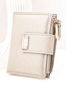 MINGYOU Women's Short Snap Wallet, PU Soft Tree Bark Texture High-Grade Multi-Function Fashion Casual Card Holder, Zipper Minimalist Student Coin Purse, Stylish And Convenient To Carry