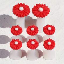 8 Silicone Petal Nail Separators - Black Petal Toe Separators, Women's Nail Care Tools, Daily DIY Design, Durable Stickers - 白色珍珠 - 查看 11