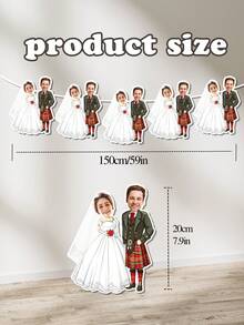 7/14/21pc Customizable Bride & Groom Photo Banner - Personalized Wedding Banner Pulling Flag, Bridal And Groom Decoration - Wedding Background Decoration,Bridal Showers, Anniversaries & Bachelor Parties - Perfect For Indoor & Outdoor Decor, Wedding Decoration | Elegant Photo Banner | Durable Paper Banner, Wedding Decorations - White - View 6