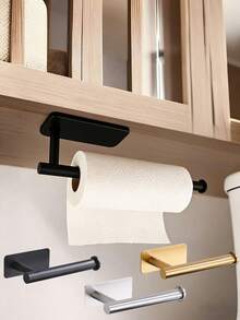 1个黑色和银色纸巾架，背面带粘胶，可壁挂安装，安装简便，适用于厨房、橱柜、浴室、食品储藏室、水槽、阳台、卫生间，也可用于存放保鲜膜/锡箔纸。 - 彩色 - 查看 1