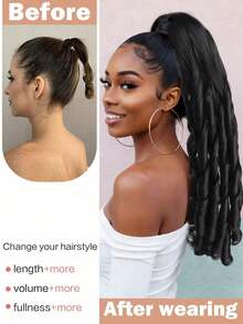 20-Inch Deep Wavy Curly Ponytail Wig With Drawstring Clips, Heat-Resistant Synthetic Fiber Wig, Suitable For Women To Wear At Christmas, Halloween Parties, And Daily Wear