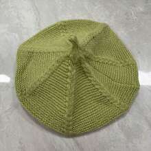 Women's Beret - Line Pattern, Foldable And Portable Winter Brimless Hat, No Elastic Soft Material, Available In 6 Colors (Black/Red/White/Yellow/Green/Beige) Suitable Casual Street Style And Student Outfits, Fashion Accessory, Multi-Functional Item, Recommended Hand Washing - màu xanh lá - Xem 7