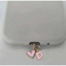 1pc Pink Heart-Shaped Metal Dust Plug, 26 Letter Heart Charging Port Protector Cover, DIY Phone Decor Compatible With Apple/Type-C, Mobile Device Dust-Proof Accessory, Girly Letter Heart Dust Plug, Gift For Friends, Valentine's Day Gift, Festival Small Gift Gifts For Mother, Family, Friends, Kids, Birthday, Holiday Phone Accessories Phone Charm - Pink Type-c - View 19