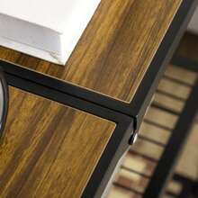 Folding Kitchen Trolley, 3-Tier Service Trolley With Handle, On 4 Wheels, Made Of Steel, Brown And Black.