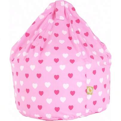 Cotton Pink Hearts Bean Bag Size