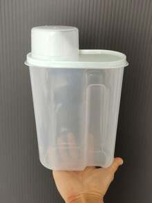 2pcs/1pc (Large & Small Set) Airtight Rice Storage Container With Measuring Cup, Transparent Plastic Canister For Grains, Cereals, Pet Food, Moisture Proof Sealed Rice Bin - Multicolor - View 9