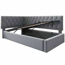 Single Bed 90x200cm, Sofa Bed With Hydraulic Storage, Velvet, Without Mattress, Multicolour Optional.