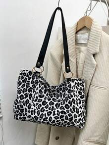 New Fashion Large Capacity Leopard Print Casual Shoulder Underarm Tote Bag, Suitable For School And Classes - Black - View 1